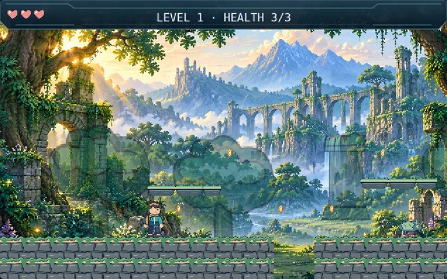Courage Quest original pixel artwork